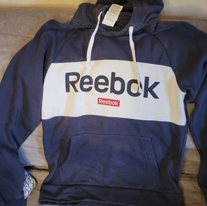 Reebok, Men's hooded sweatshirt, navy and white, size S, front pocket